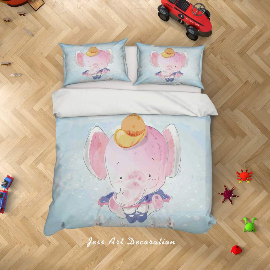 3D Blue Elephant Quilt Cover Set Bedding Set Duvet Cover Pillowcases SF86