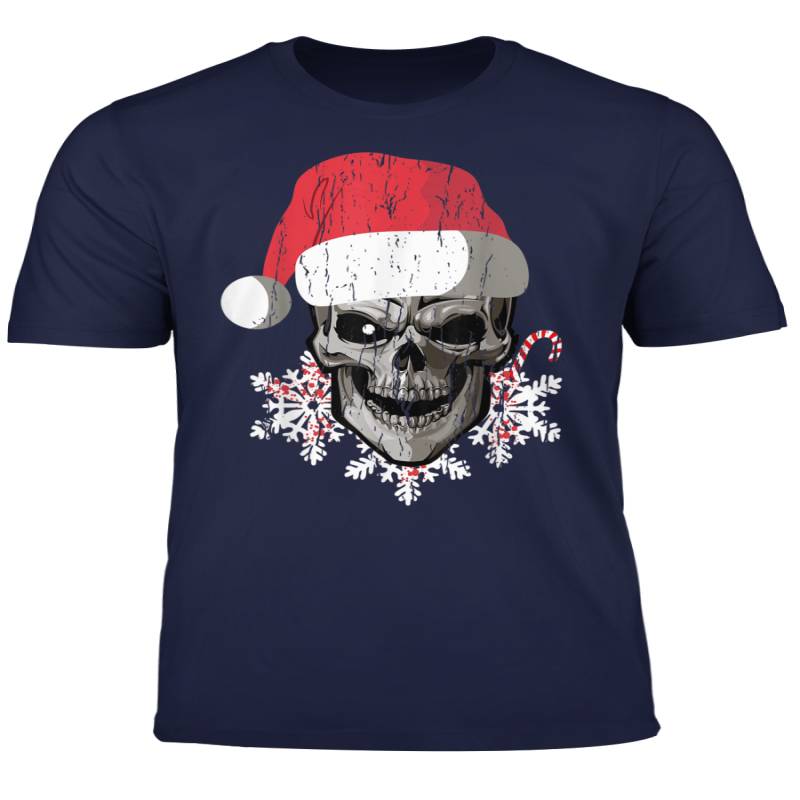 Skull With Santa Hat Snowflakes Candy Funny Christmas Gift T Shirt