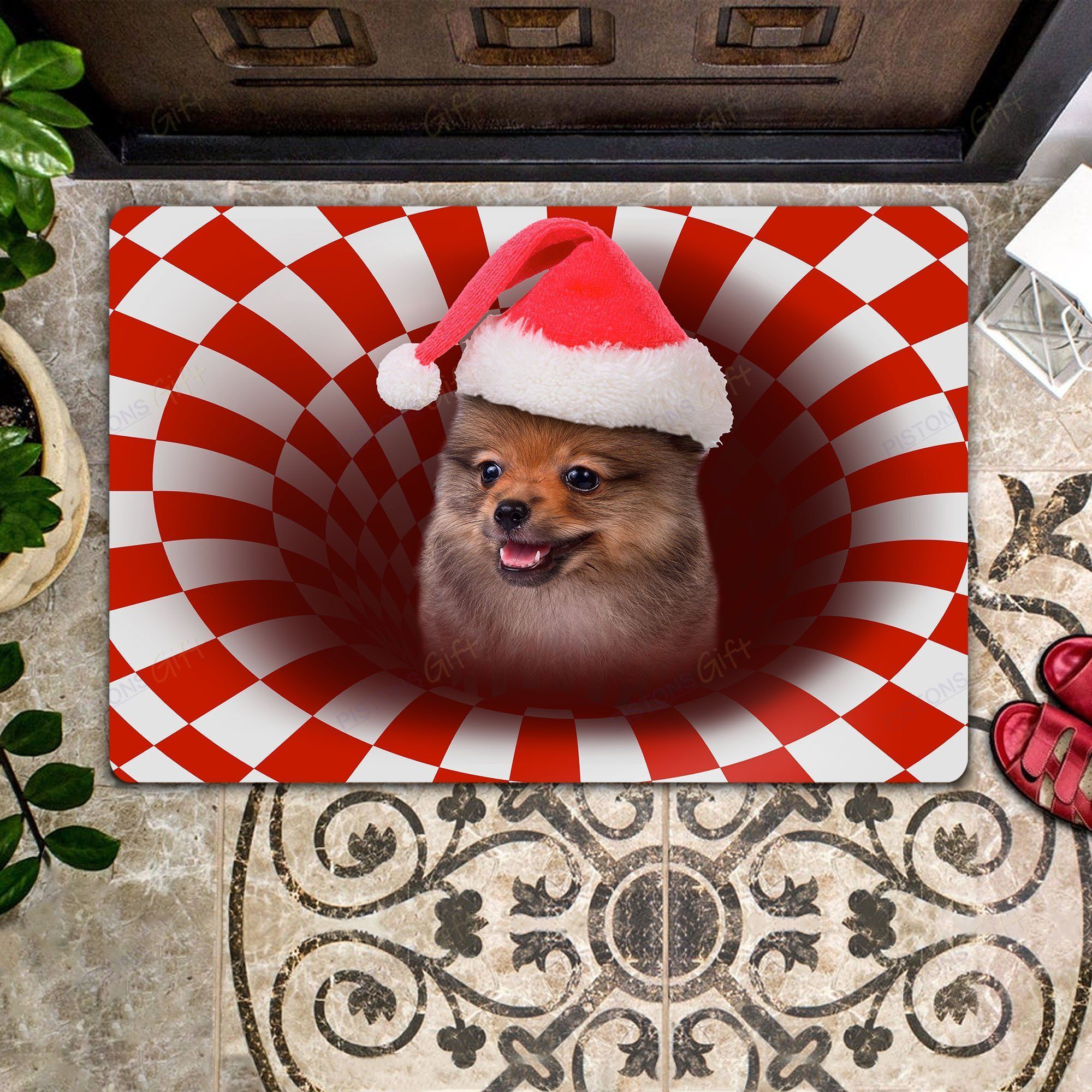 Pomeranian Christmas All Over Printing Doormat