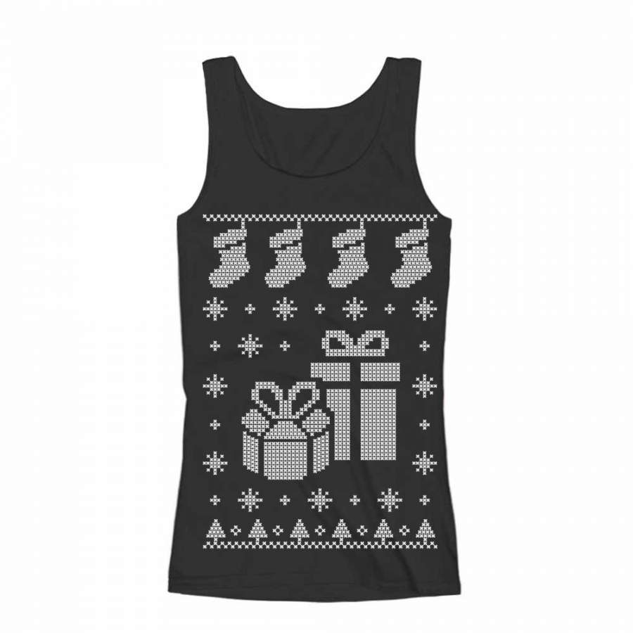 Xmas Stocking & Presents Ugly Christmas Sweater Funny Women Tank Top