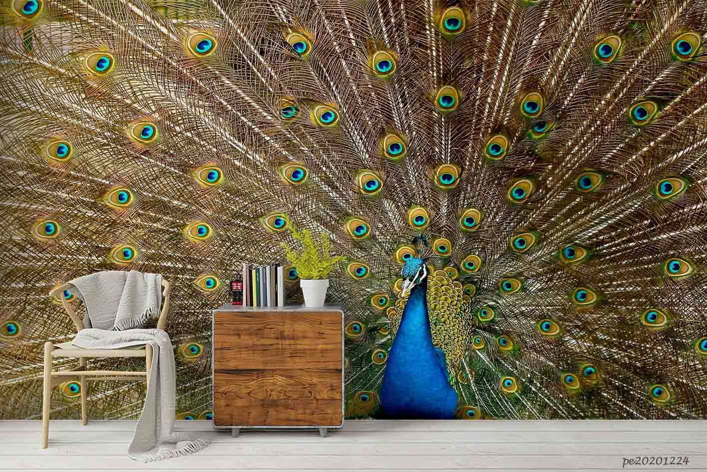 3D Animal Peacock Open Screen Wall Mural Wallpaper Lqh 693