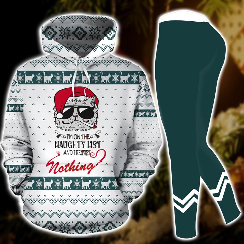 Black Cat Naughty List Ugly Christmas Sweater Christmas All-Over Print Products- Combo Hoodie-Legging-Lan1