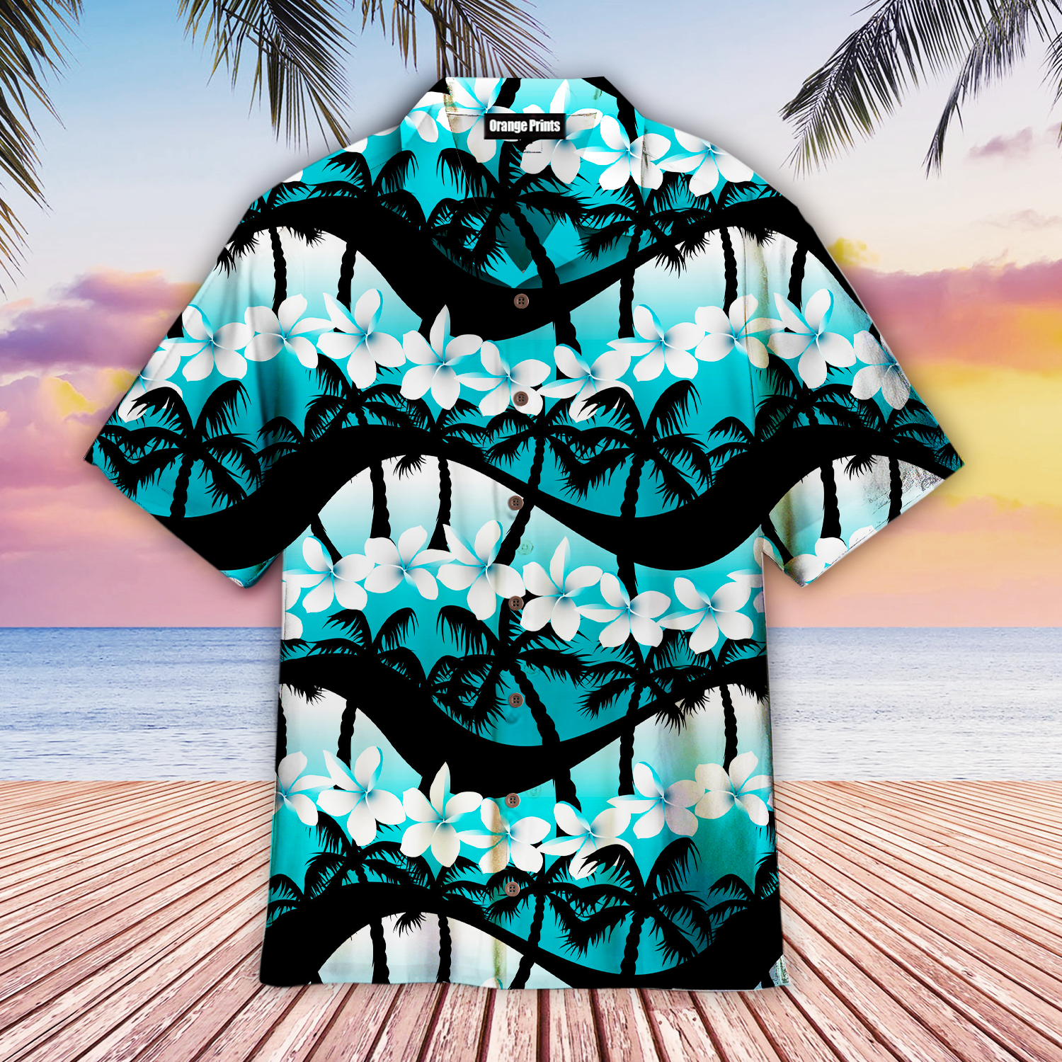 Blue Tropical Flowers With Palm Tree Aloha Hawaii Shirts For Men Women Ha109962