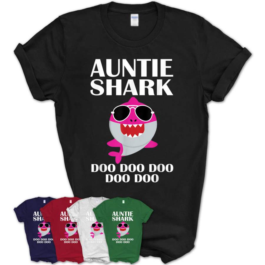 Auntie Shark T-Shirt Doo Doo Doo Family Gift Shirt