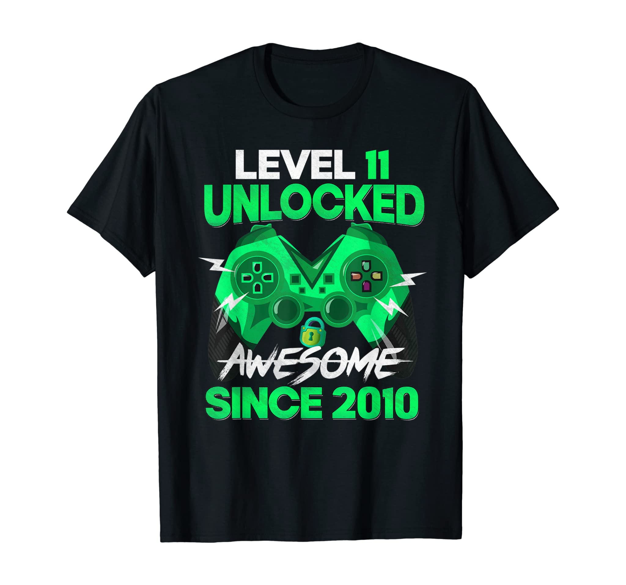 11 Yrs Old Gift Boy Level 11 Unlocked Awesome 2010 Birthday T-Shirt