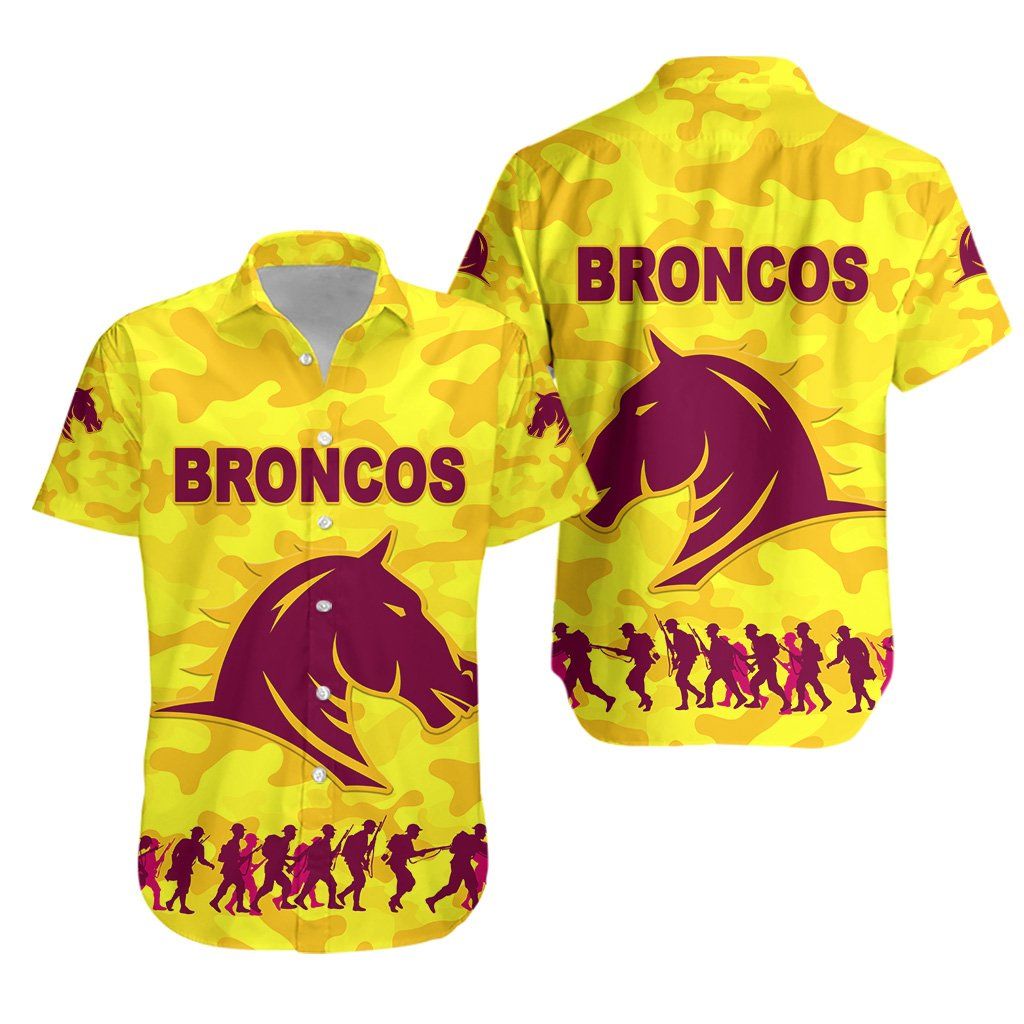 Brisbane Broncos Hawaii Shirt Anzac Day Camouflage Vibes Yellow Ha88562