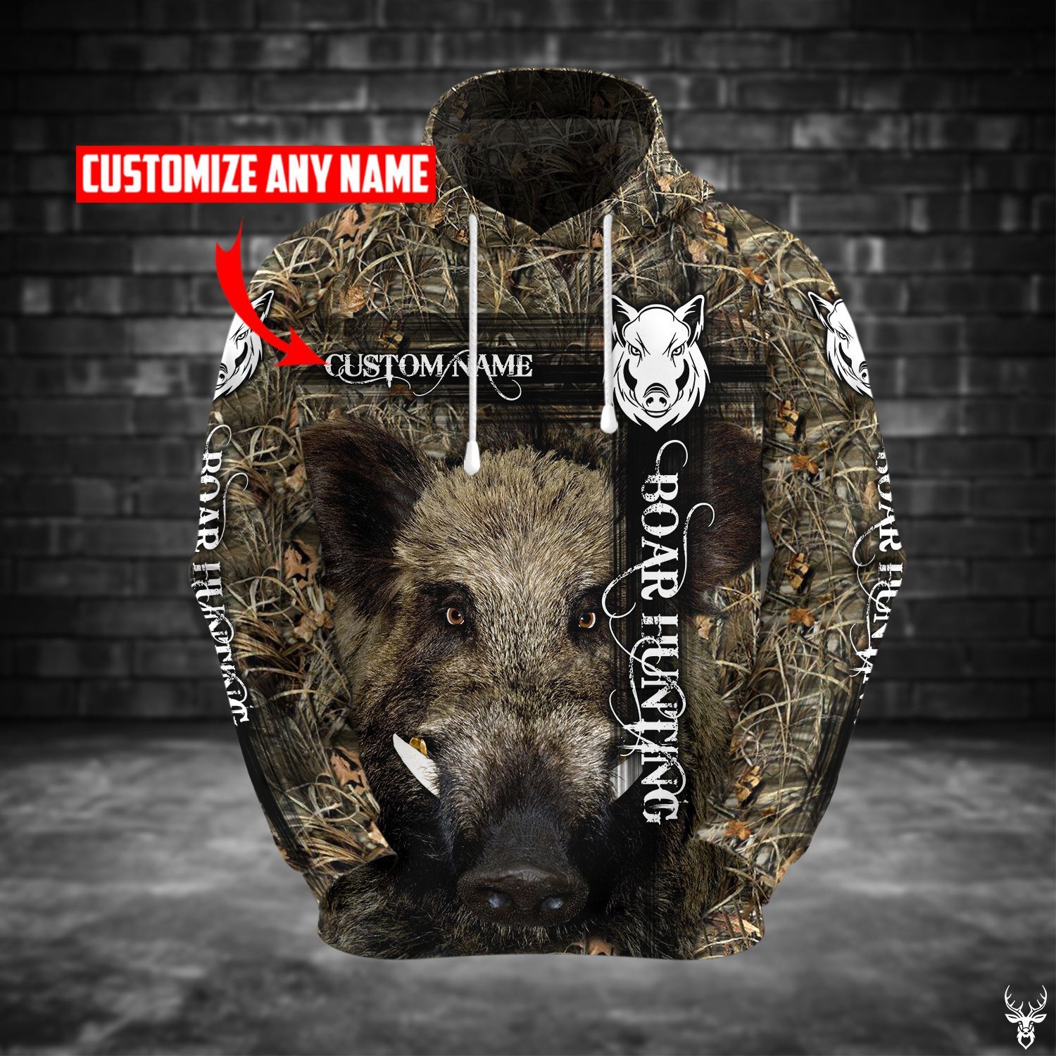 TDT222009Q03BR BOAR HUNTING CUSTOM NAME HOODIE PP