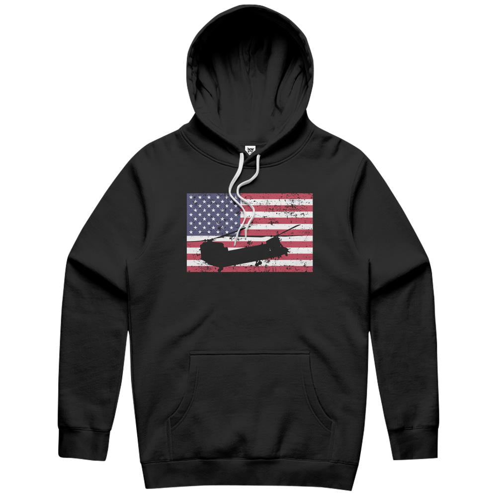 Patriotic Ch-47 Chinook Helicopter American Flag Hoodie