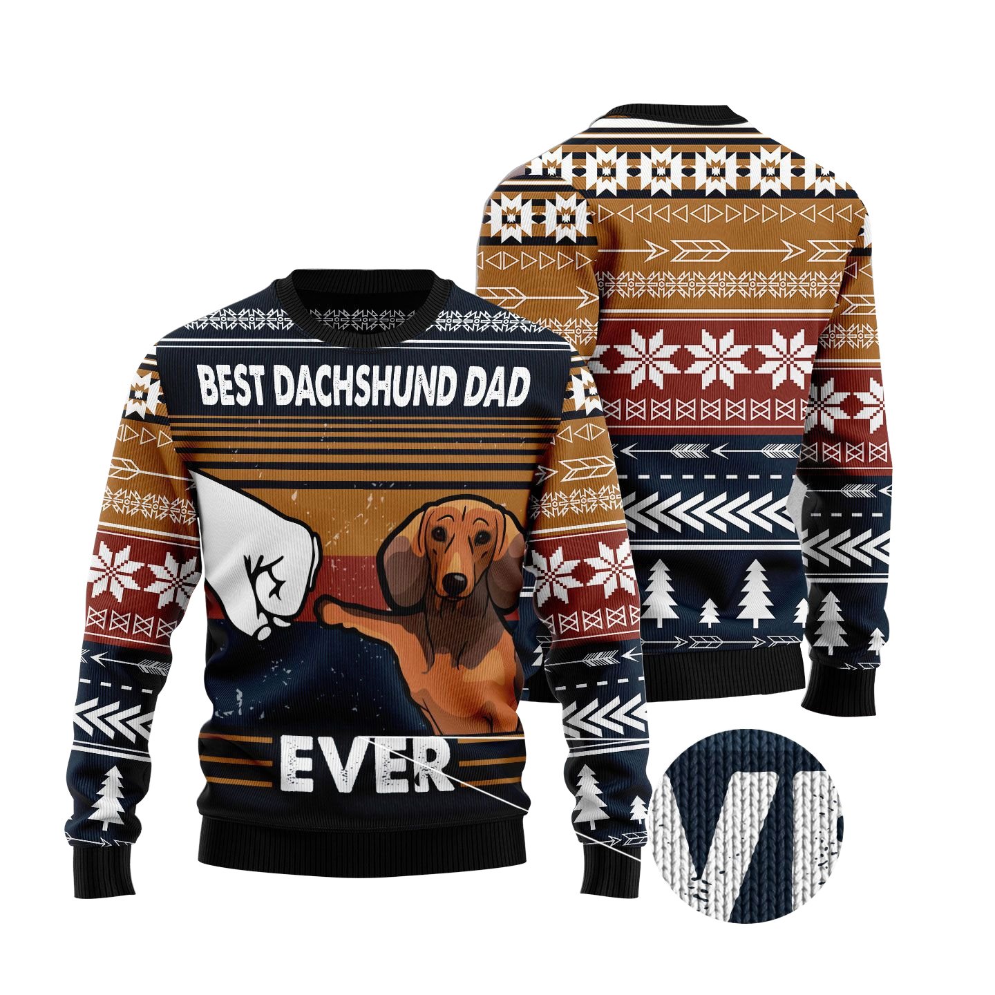 Best Dachsund Dog Dad Ever Funny Ugly Sweater Unisex 3D Shirt Christmas Gifts Men Women