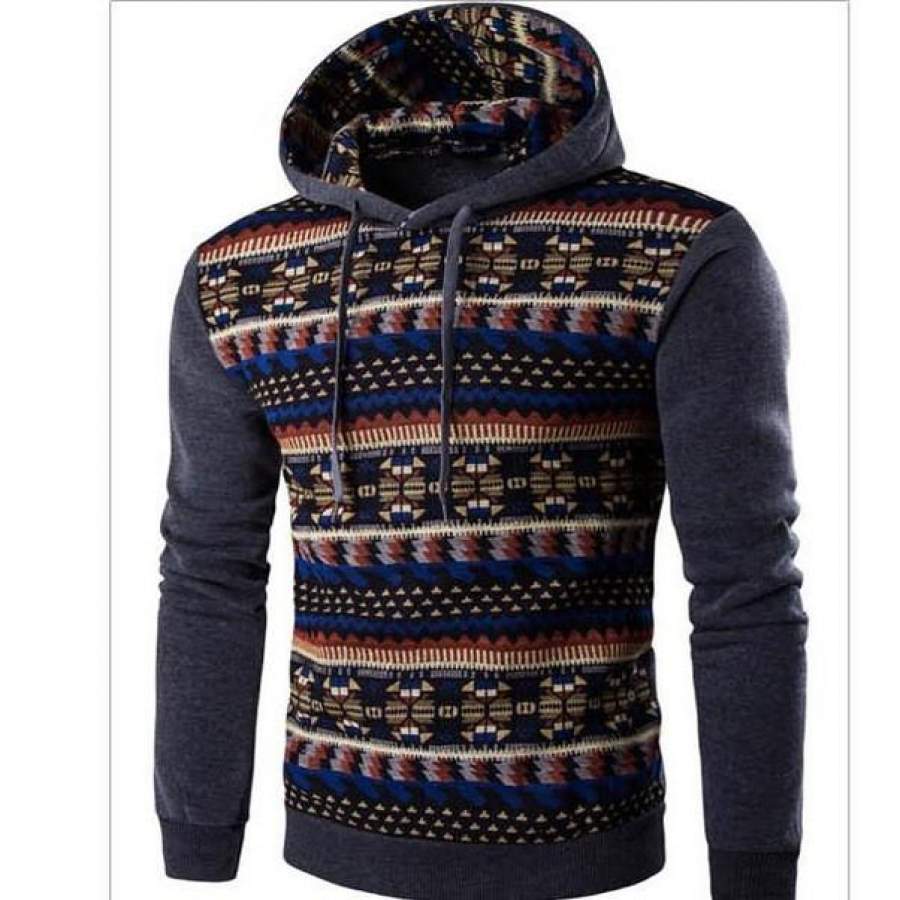 2017 Hoodies Mens Hombre Hip Hop Male Brand Hoodie Fashion Geometric Print Sweatshirt  Suit Men Slim Fit Men Hoody XXL EYRV