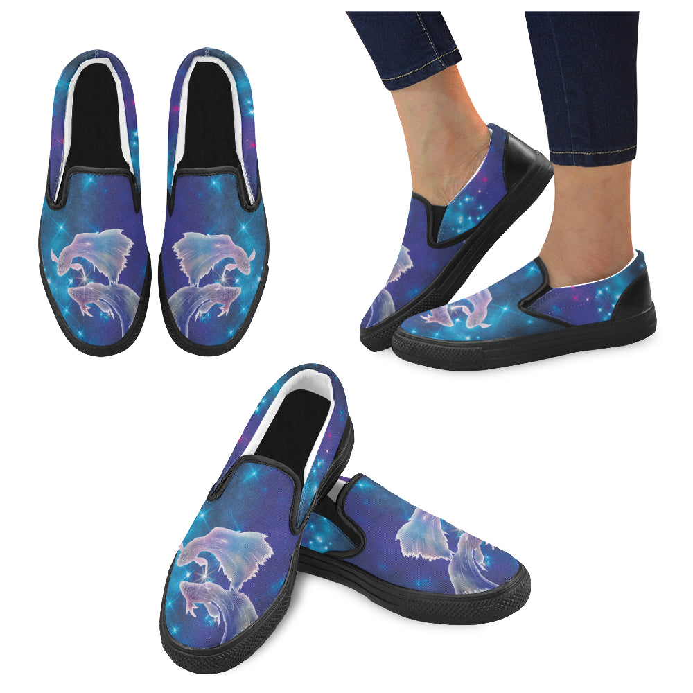 Pisces Black Women’s Slip-on Canvas Shoes