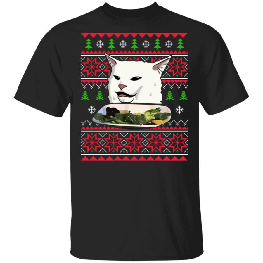 Woman Yelling at a Cat Meme Ugly Christmas Sweater Gift Sweat Shirt G500 Gildan 5.3 oz. T-Shirt