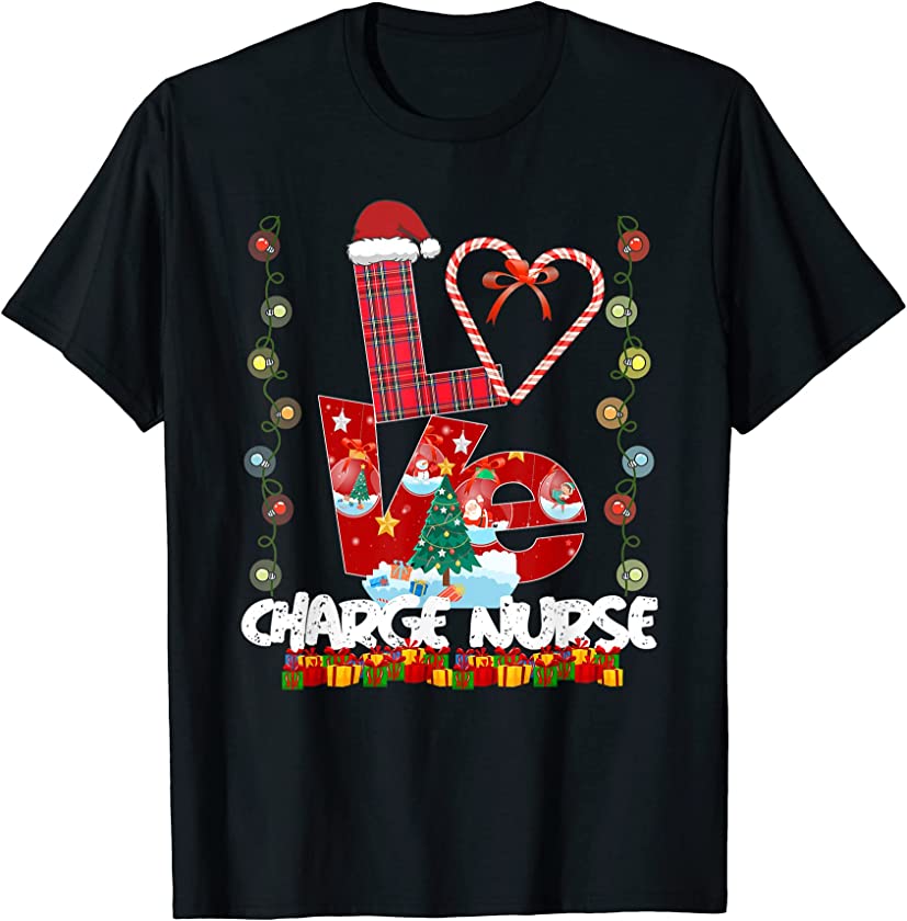 Love Charge Nurse Santa Hat Candy Xmas Pajama T-Shirt