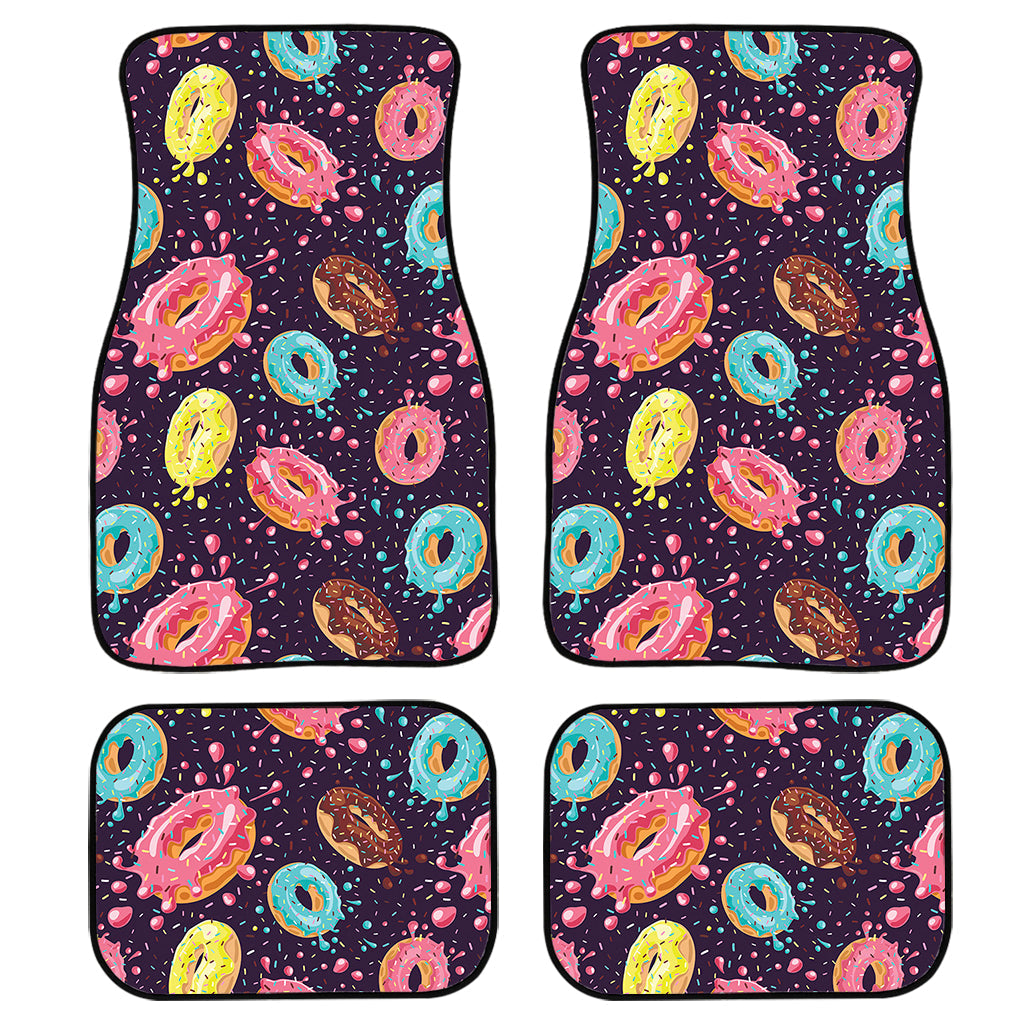 Sprinkles Donut Pattern Print Front And Back Car Floor Mats, Front Car Mat