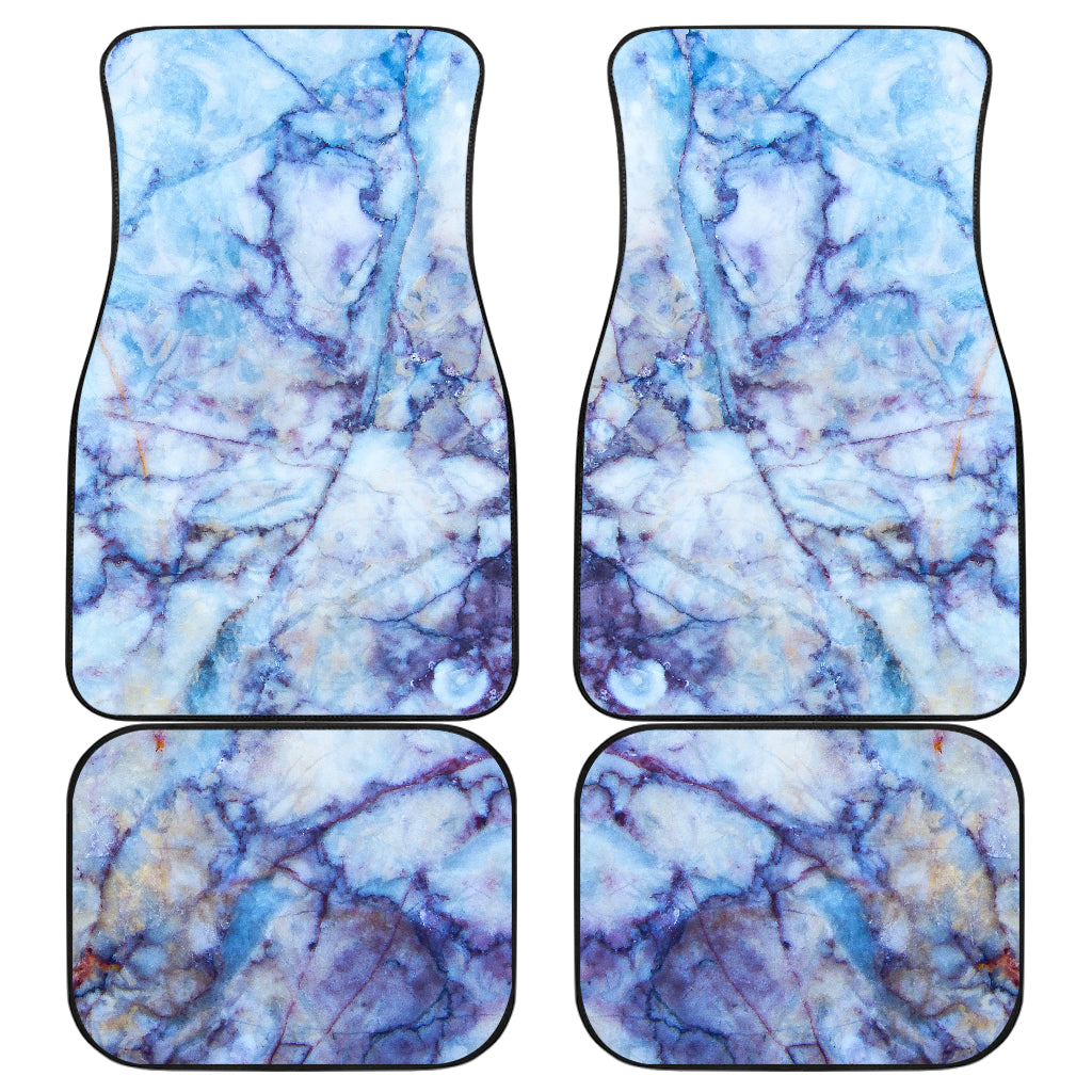 Blue Marble Print Front And Back Car Floor Mats, Front Car Mat