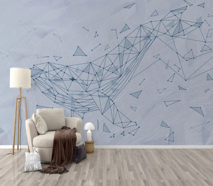 3D Whale Triangle Line Wall Mural Wallpaper Sf122