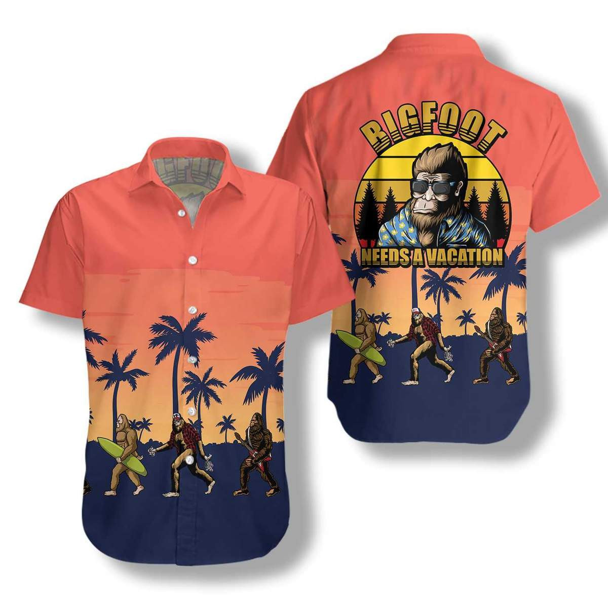 Hawaii Aloha Shirts Bigfoot Needs A Vacation Ha2473