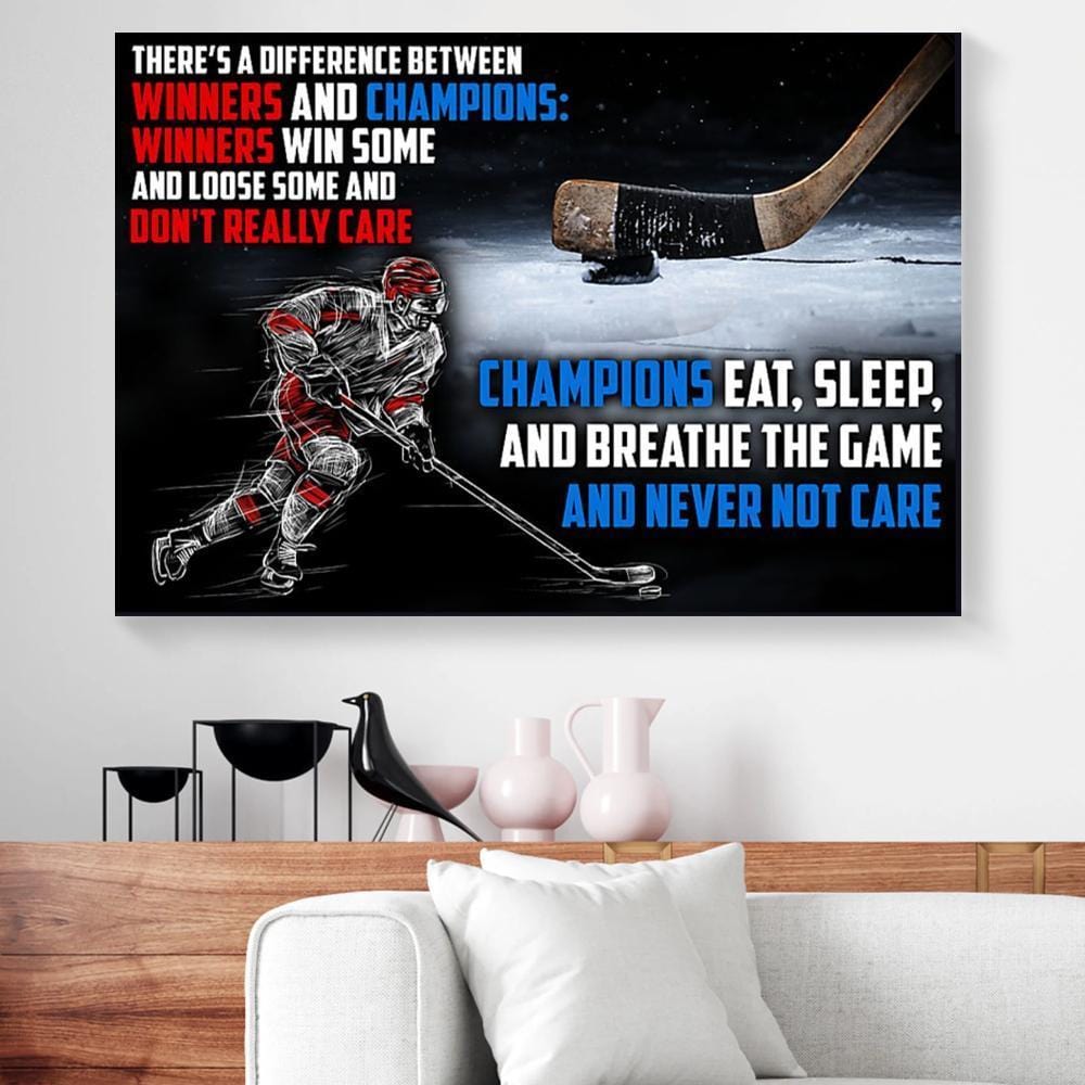 Canvas Prints There’S A Difference Between Winners And Champions Hockey Horizontal Canvas Wall Art Attractive Canvas Wall Art