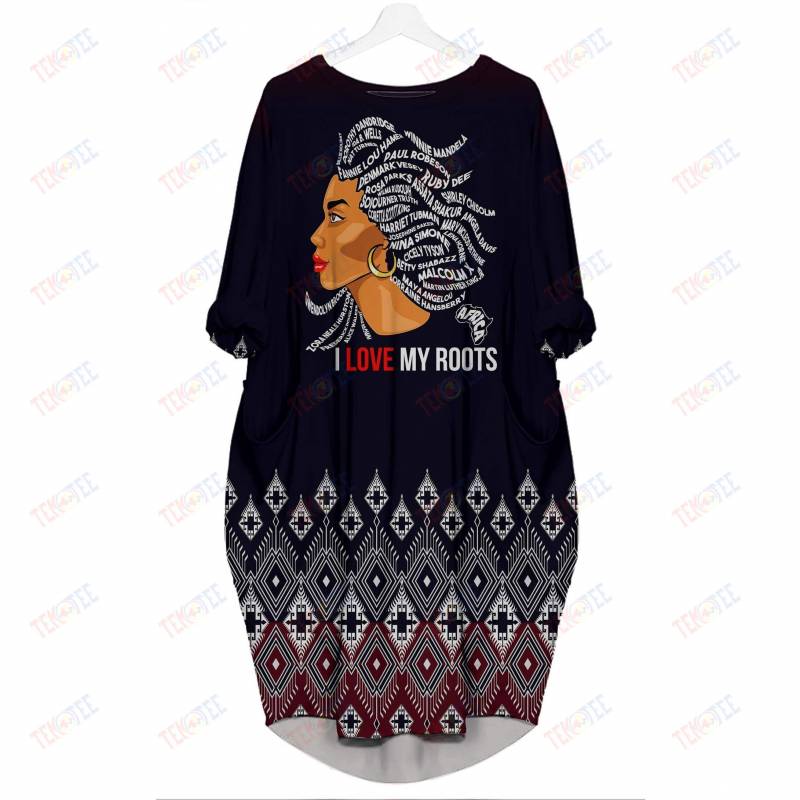 Temotee African Dress 38 – I Love My Roots 3D Dress For Melanin Girls Afro Girl Shirt African American Woman Gift Idea TMT3148