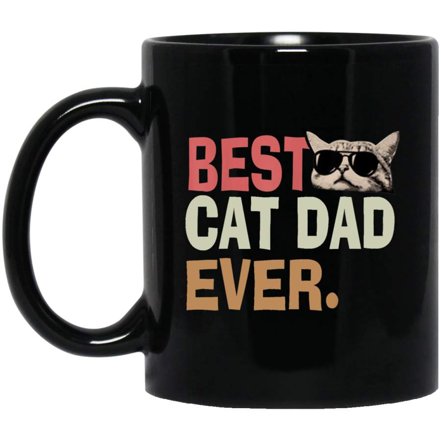 Vintage Best Cat Dad Ever Cat Daddy Father day Black Mug