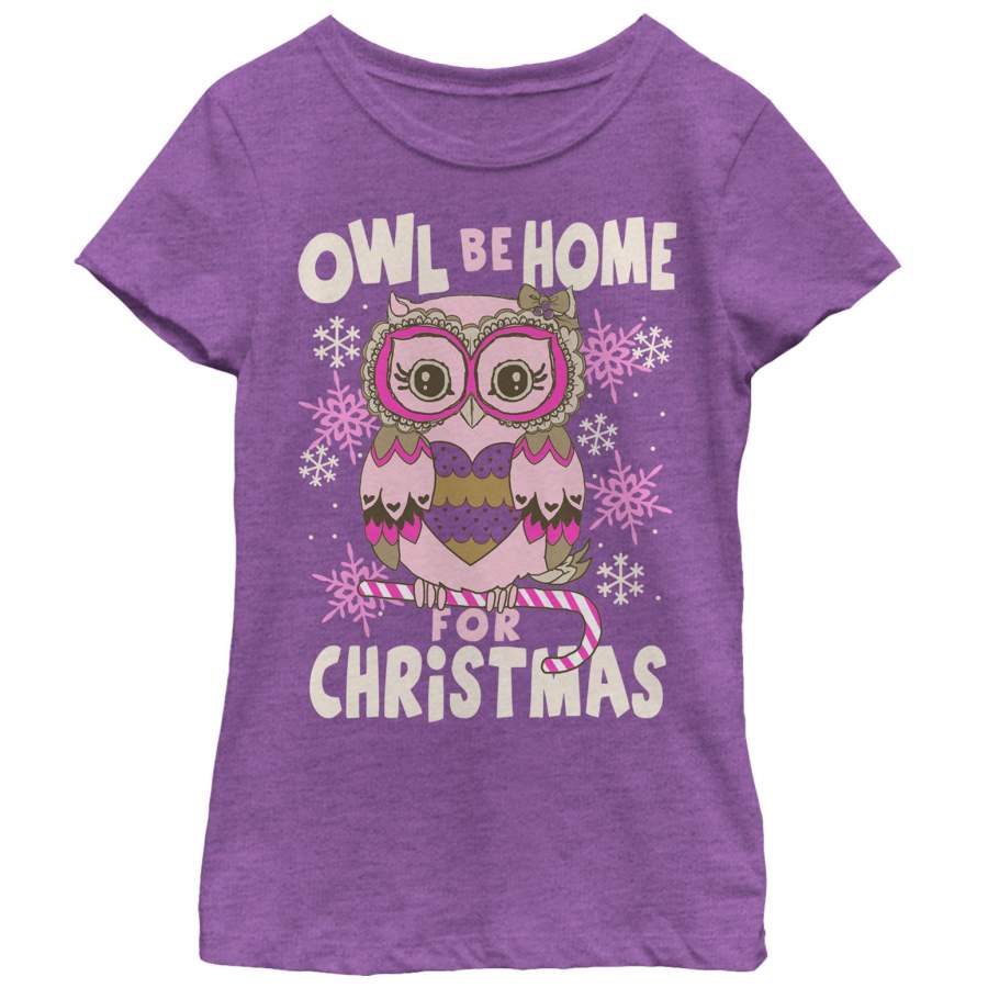 Lost Gods Girl’s Christmas Owl Be Home  T Shirt