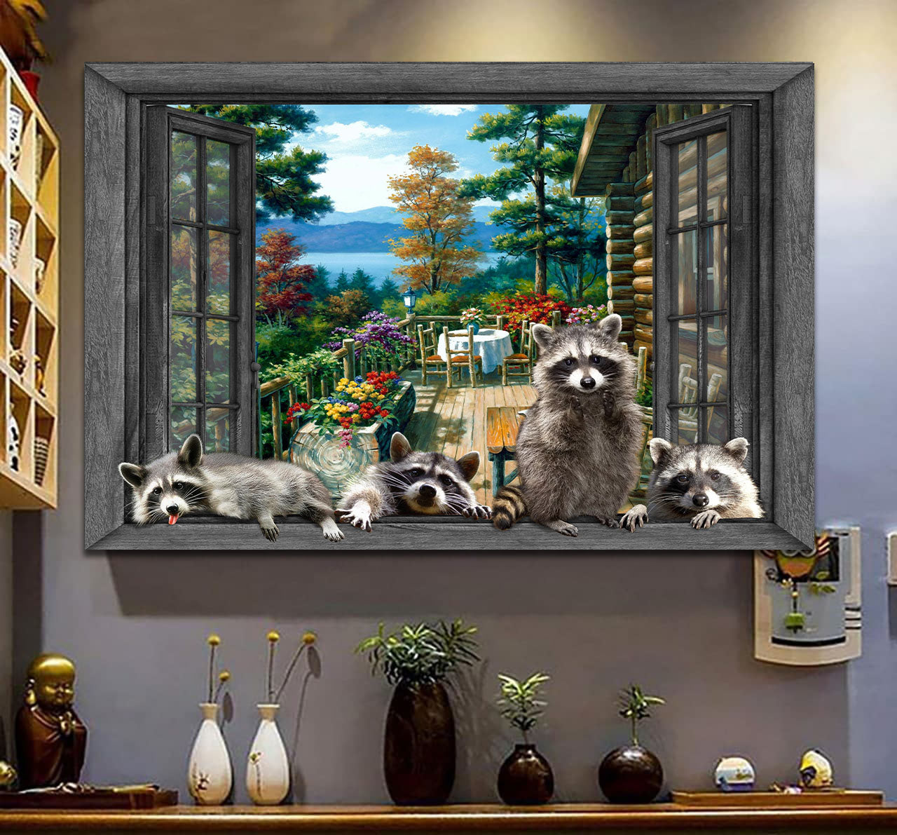 Raccoon 3D Wall Art Painting Art 3D Animals Lover Home Decoration Gift Idea Birthday