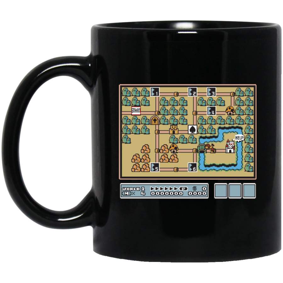 Super Mario Bros 3 World 1 Mug Black Mug