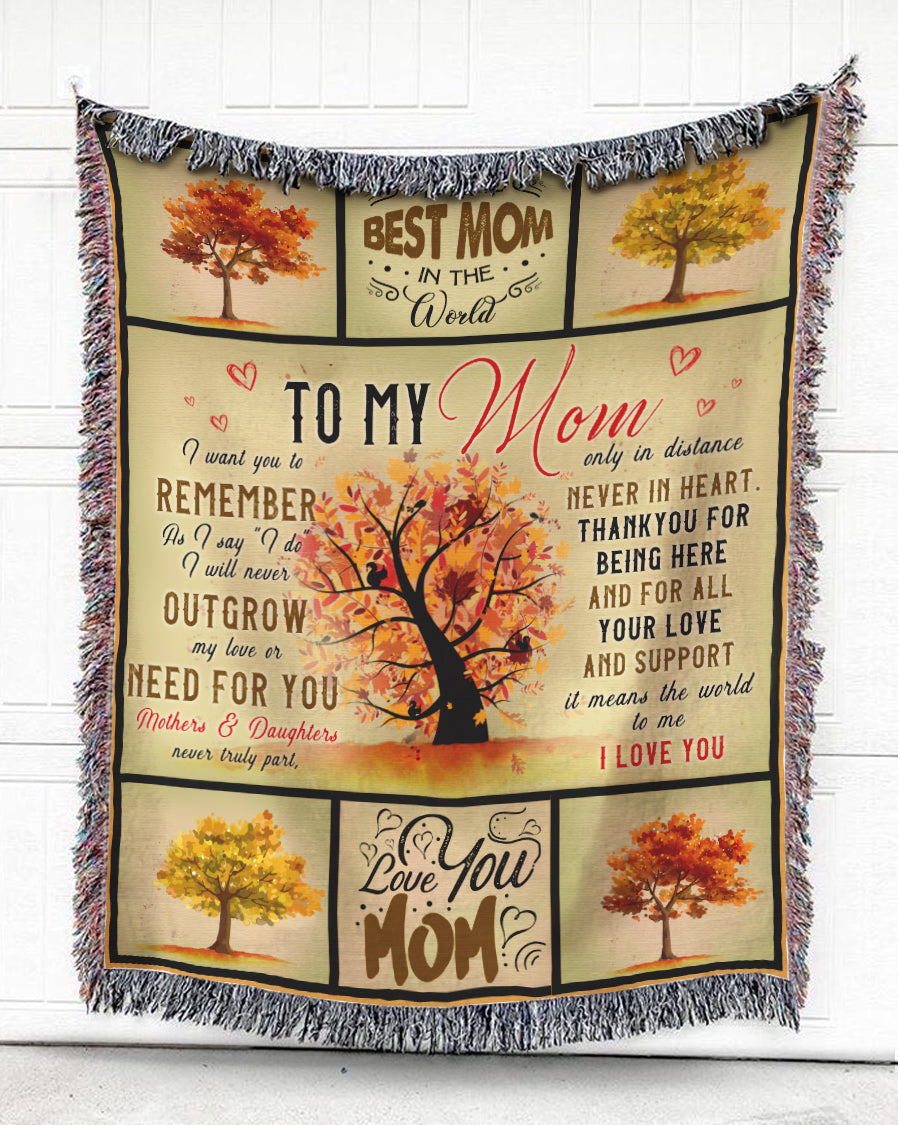 Woven Throw For Mother Birthday Gift, Best Mom In The World, Cotton Blanket