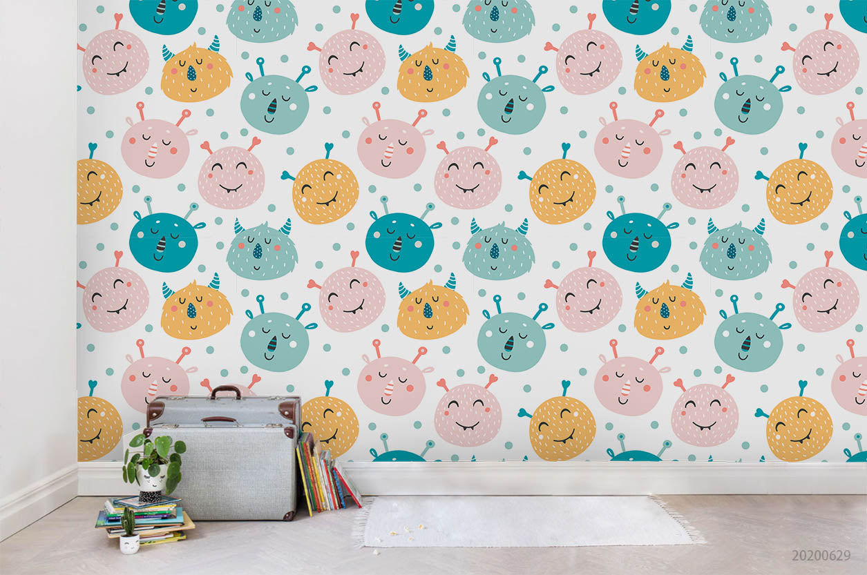 3D Cartoon Colorful Smiley Animal Wall Mural Wallpaper Lxl 276