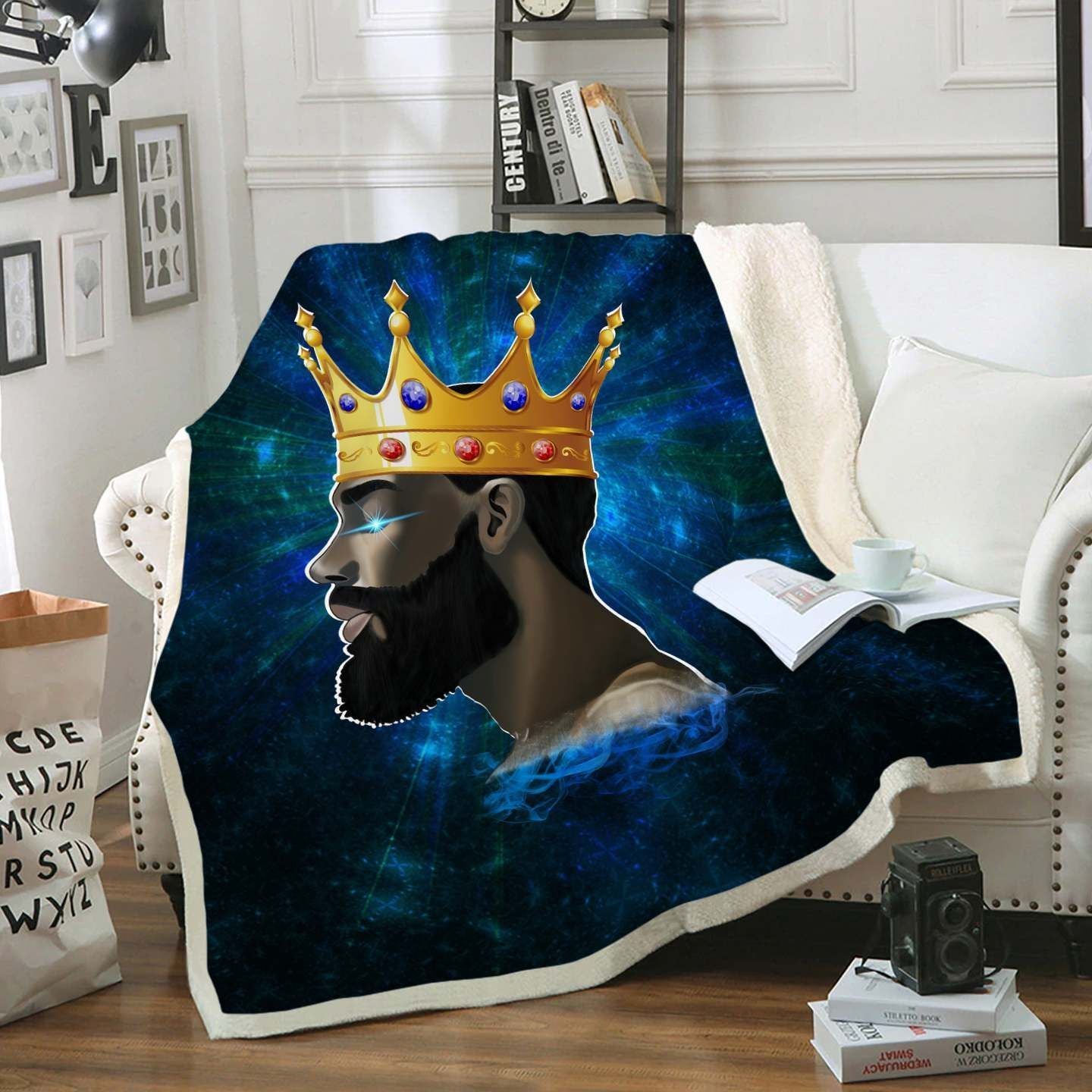 Pride African Man Art – Black King In Me Cozy Fleece Blanket, Sherpa Blanket