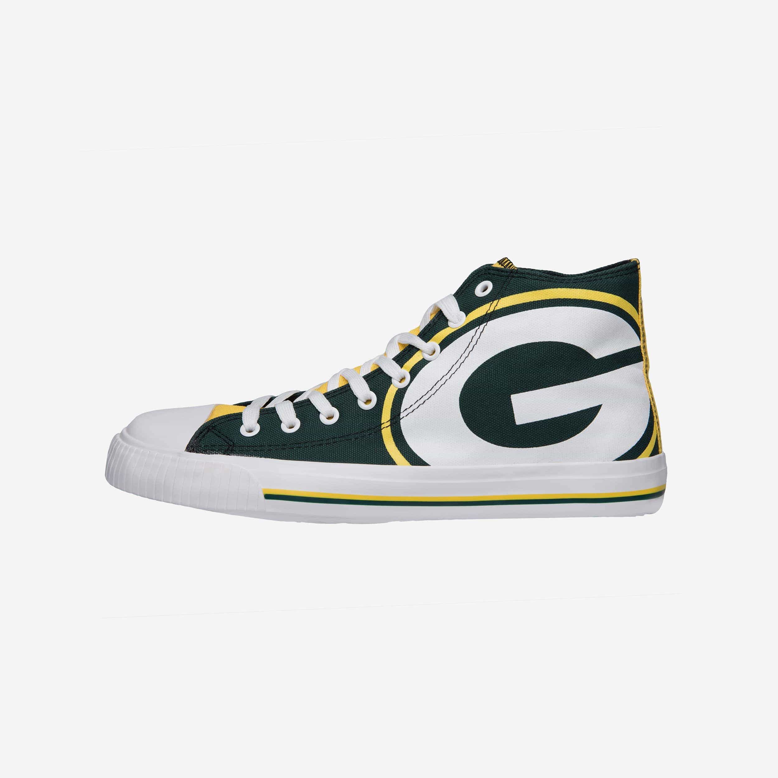 Green Bay Packers Mens High Top Big Logo Canvas Shoe