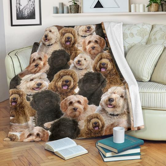 Labradoodle A Bunch Of Dogs Blanket Design Dog Face Printed Blanket