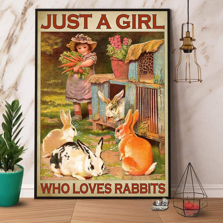 Rabbits just a girl who loves rabbits garden carrot paper poster no frame/ wrapped canvas wall decor full size