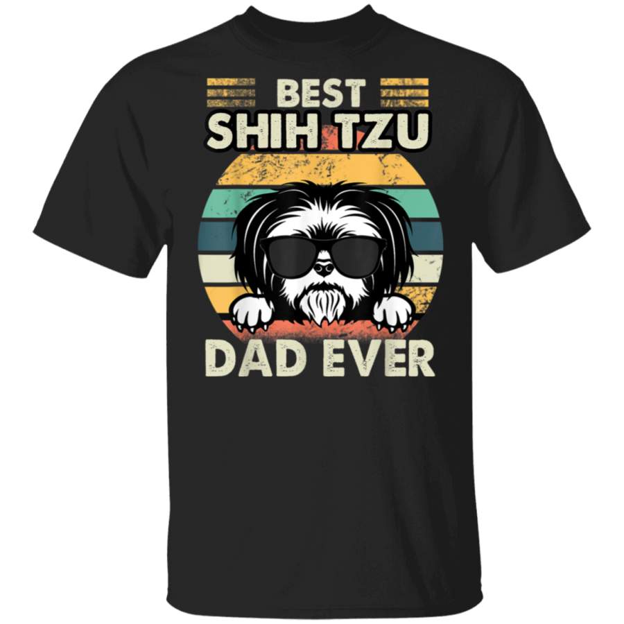 Best Shih Tzu Dad Ever Vintage Retro T-Shirt