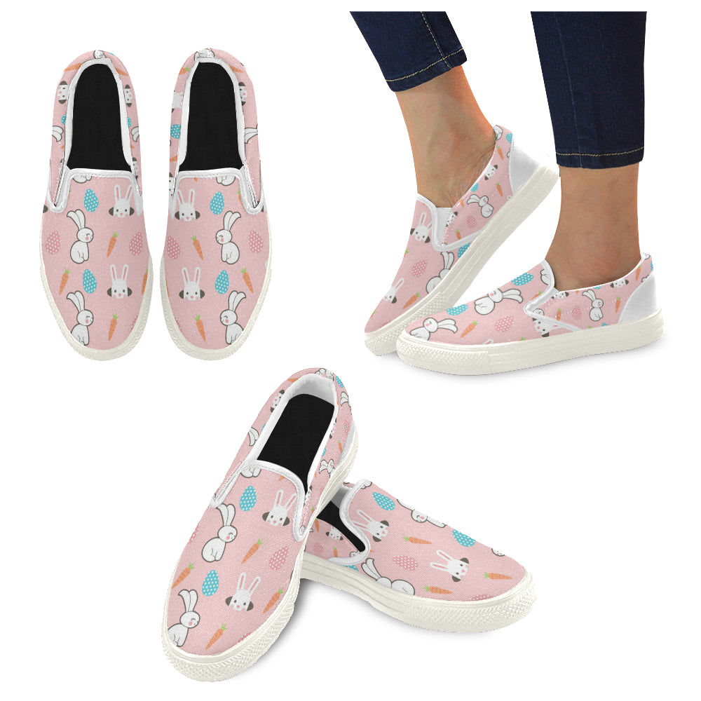 Rabbit White Women’s Slip-on Canvas Shoes