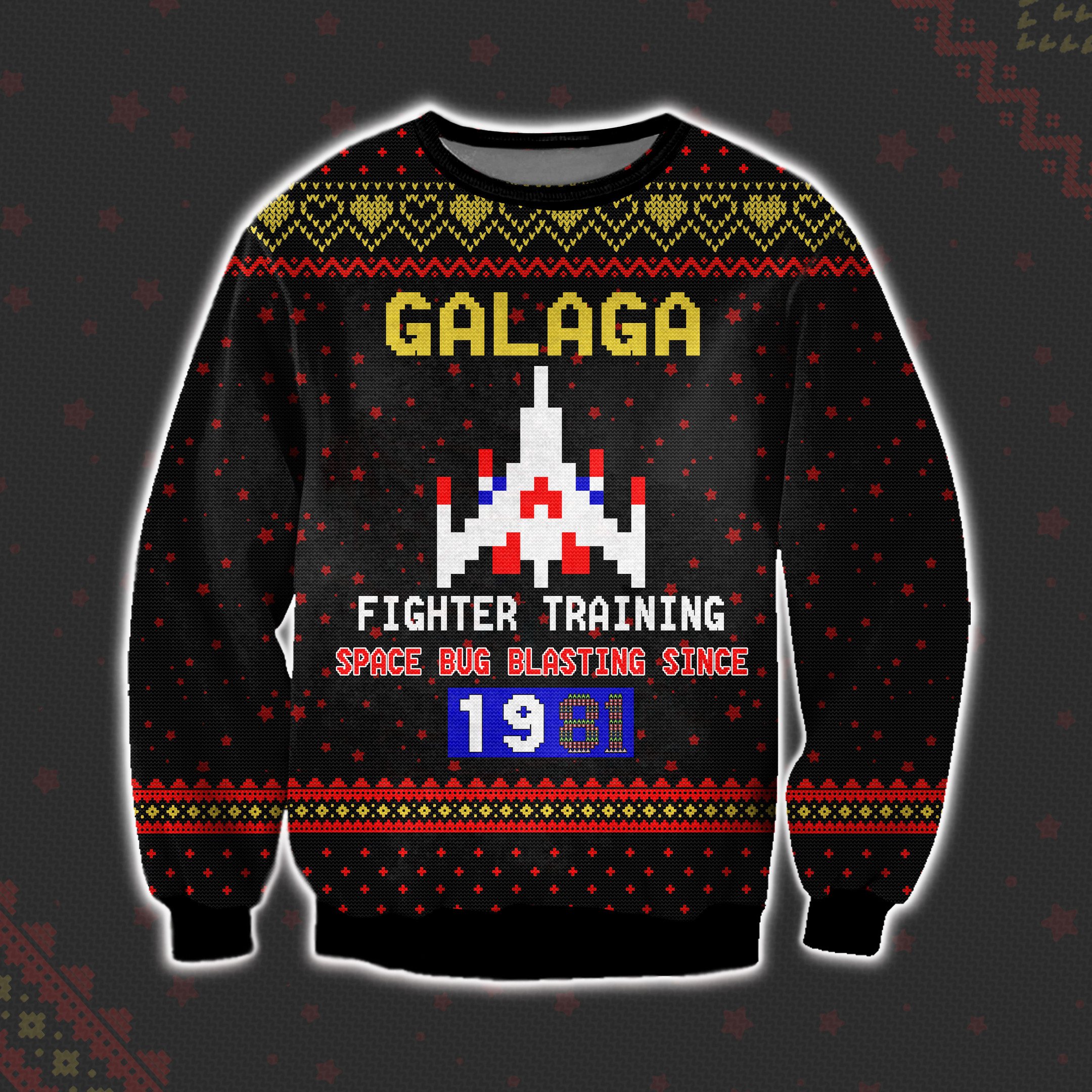 Galaga Space Bug Blasting Since 1981 Ugly Christmas Sweater