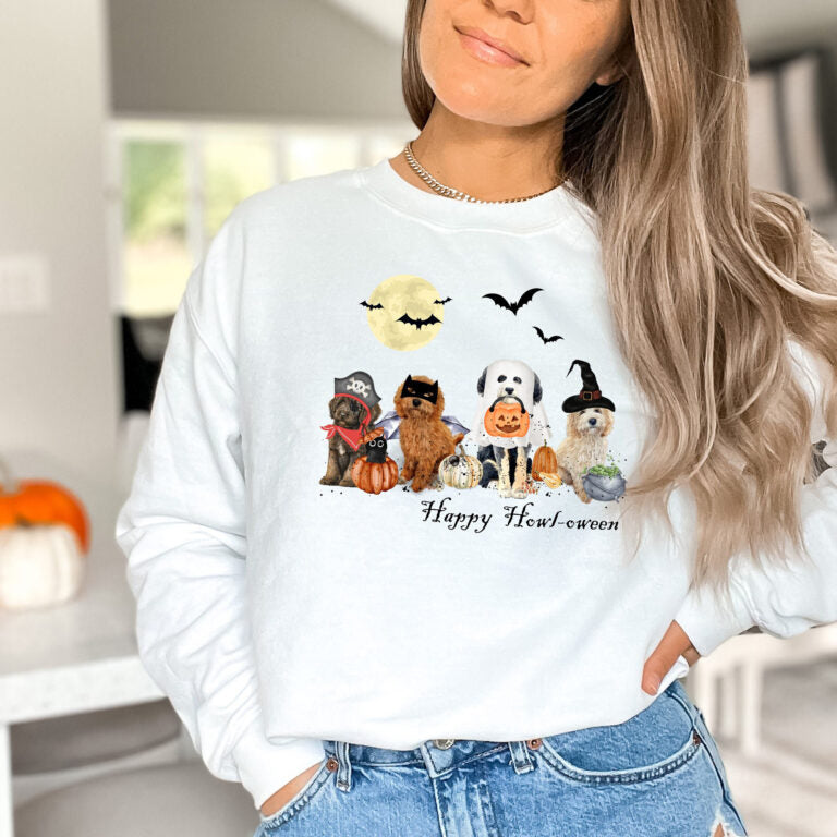 Dogs Halloween Sweatshirt 2D Crewneck Sweatshirt All Over Print Sweatshirt For Women Sweatshirt For Men Sws3800