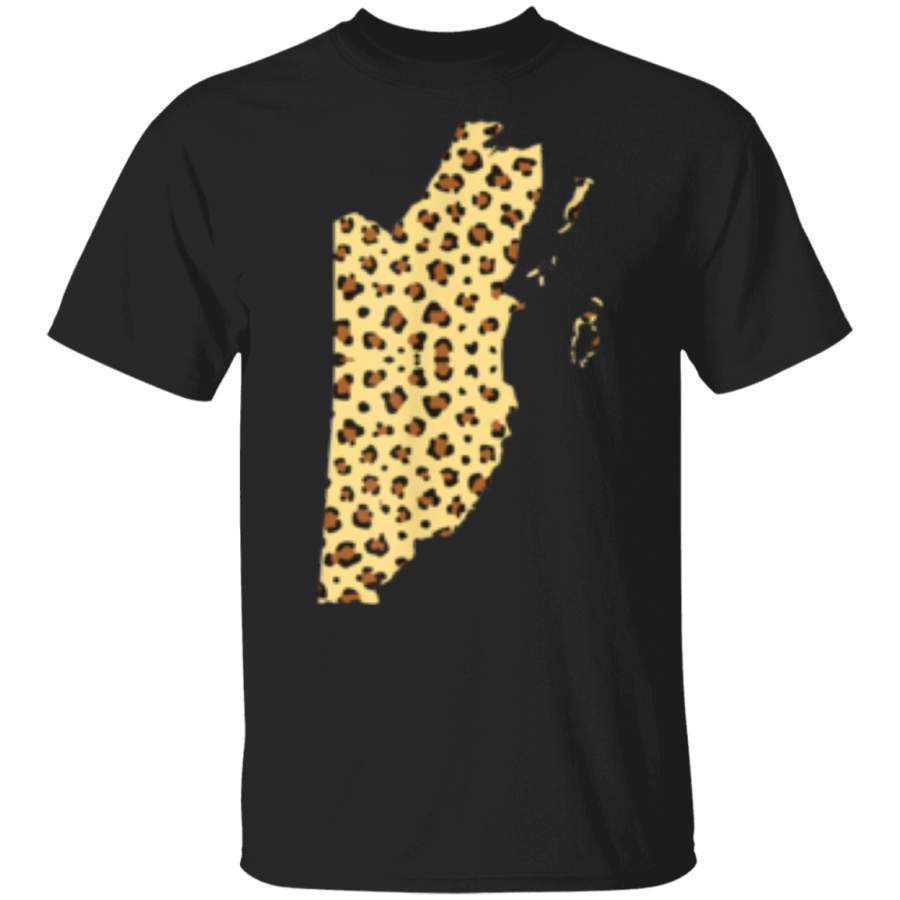 Belize Map Leopard Print Graphic Tee T-Shirt