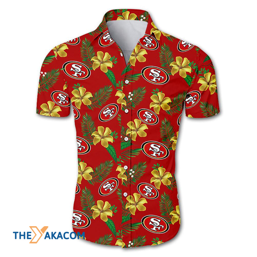 San Francisco Nfl Team Floral Gift For Fan Button Up Shirt Short Sleeve Hawaii Ha35023