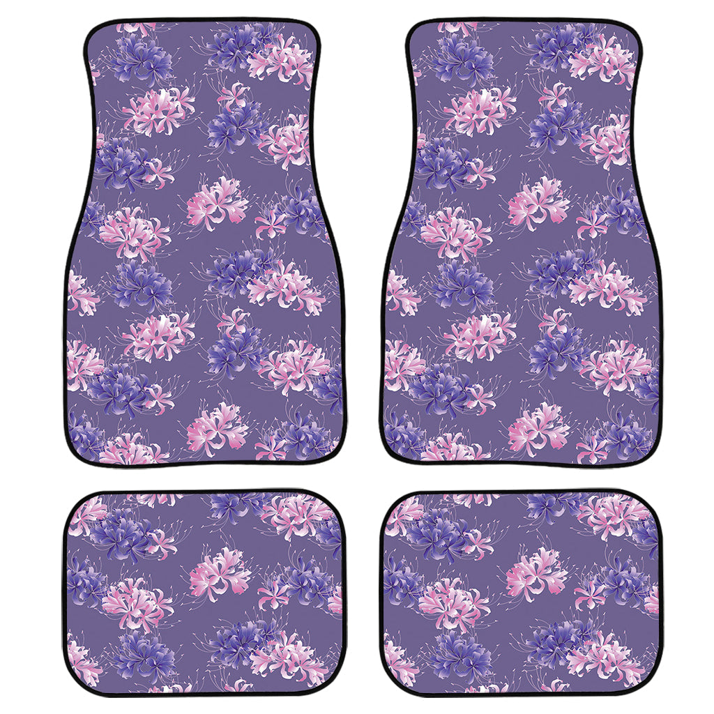 Pink And Purple Japanese Amaryllis Print Front And Back Car Floor Mats, Front Car Mat