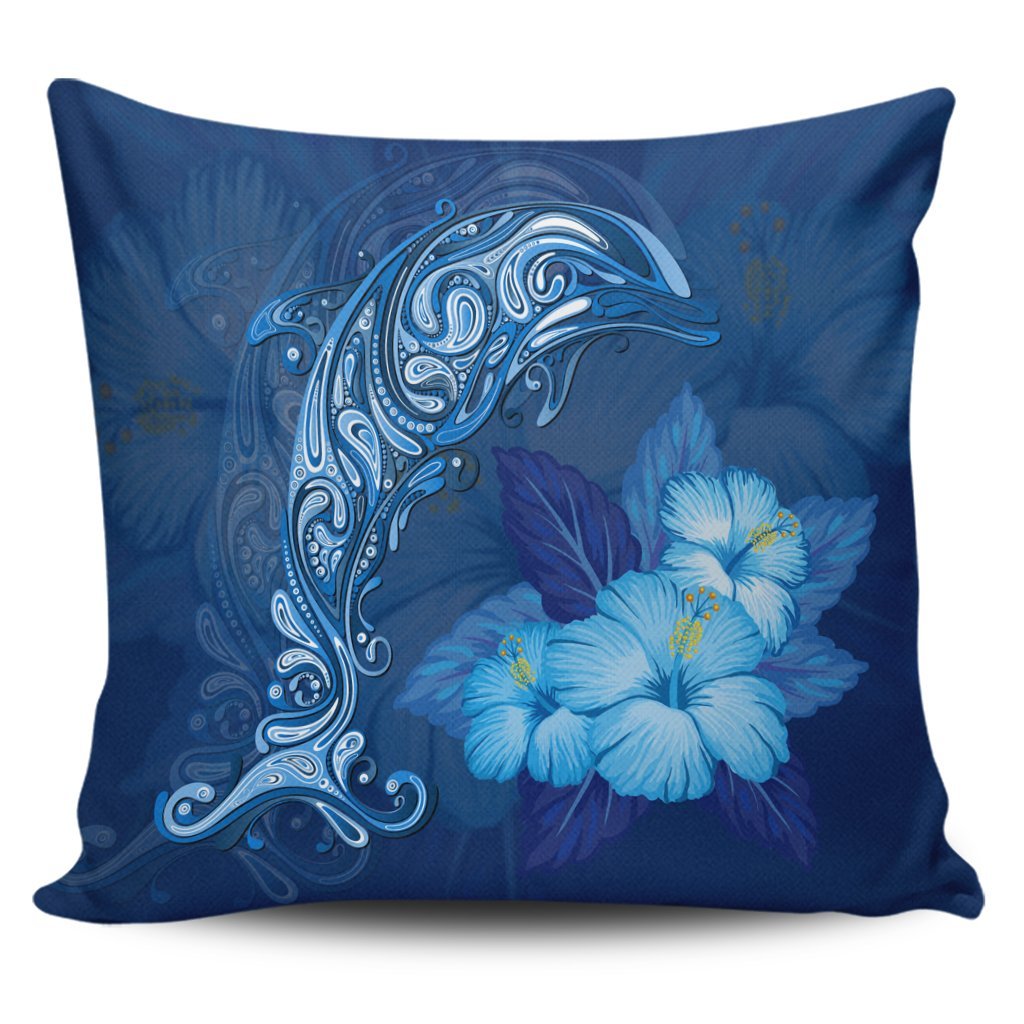 Hawaiian Dolphin Hibiscus Tropic Blue Polynesian Pillow Covers – AH – J4C