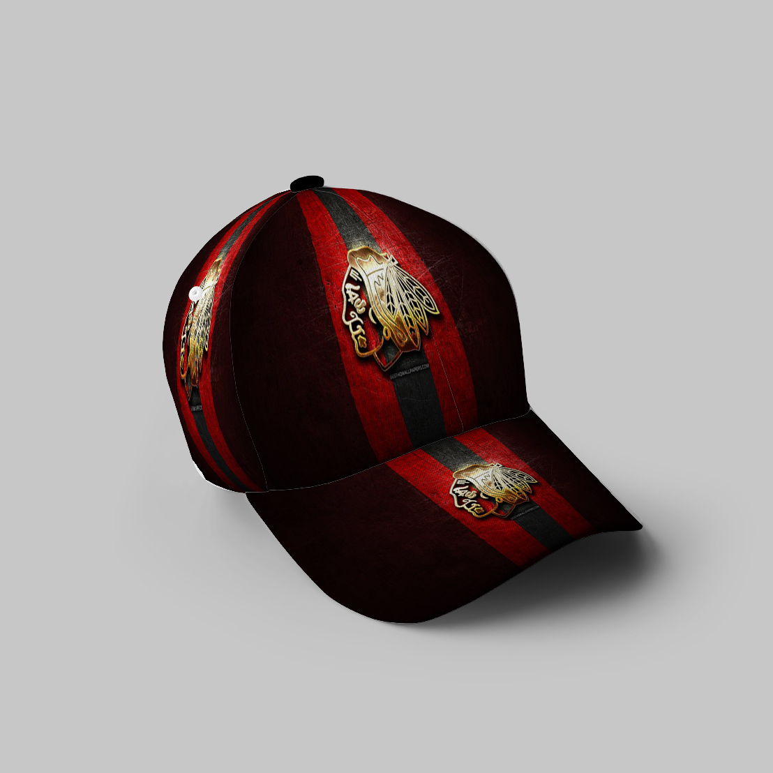 Chicago Blackhawks Emblem Gold Texture 3D Printing Baseball Cap Classic Hat