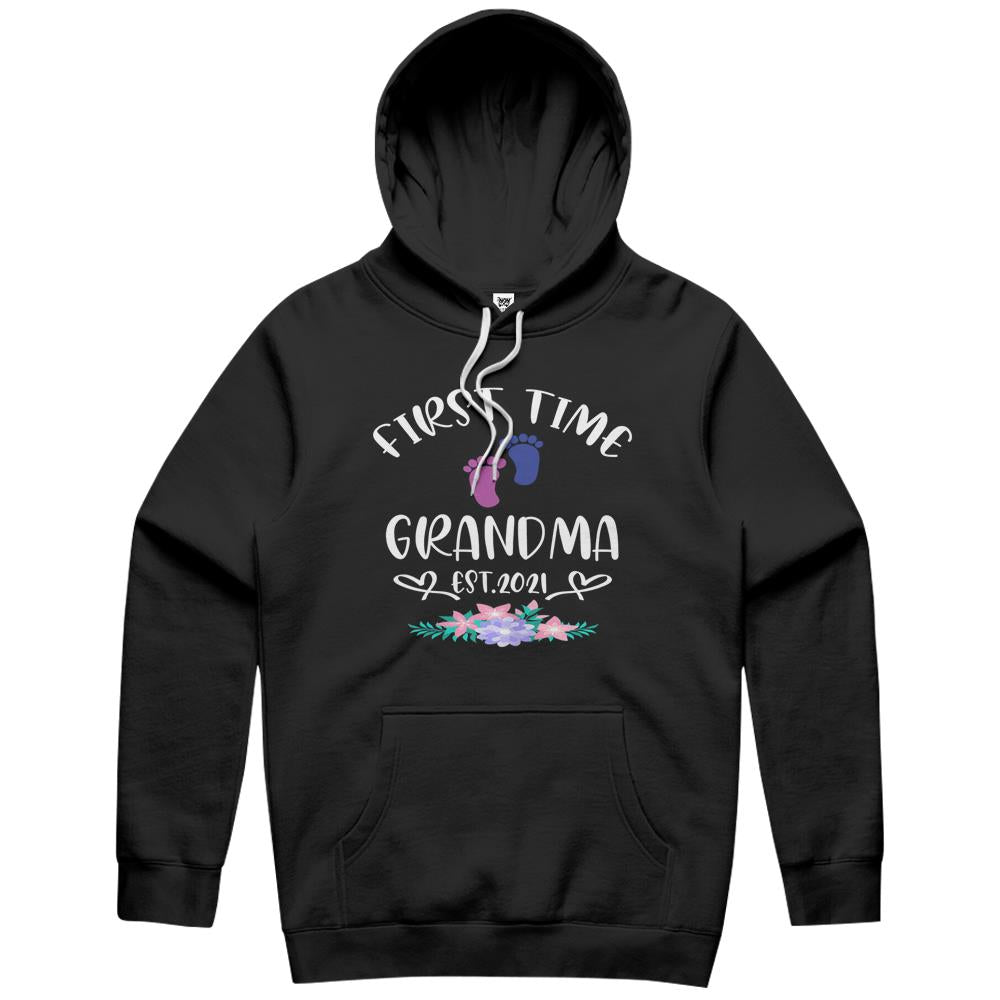 Womens First Time Grandma Shirt Promoted To Grandma Est 2021 Hoodie