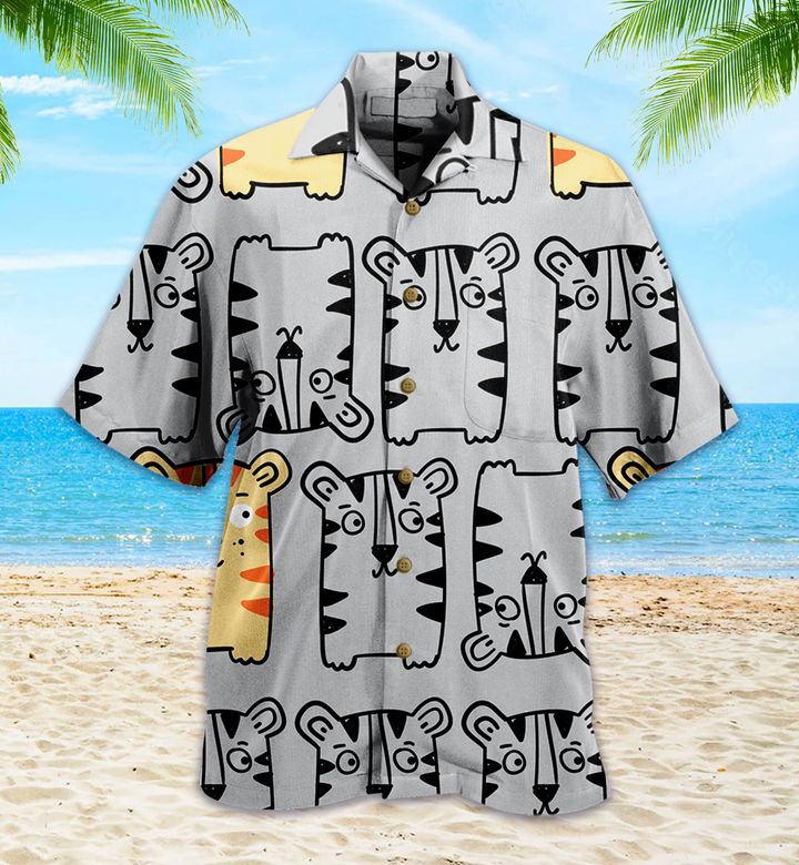 Tiger Cute Grey Hawaii Shirt Ha41298