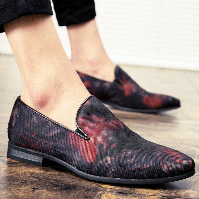 Splash Print Elegant Slip On Pu Leather Shoes