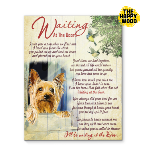 Yorkshire Terrier Waiting At The Door Custom Vertical Canvas Poster For Home Decoration