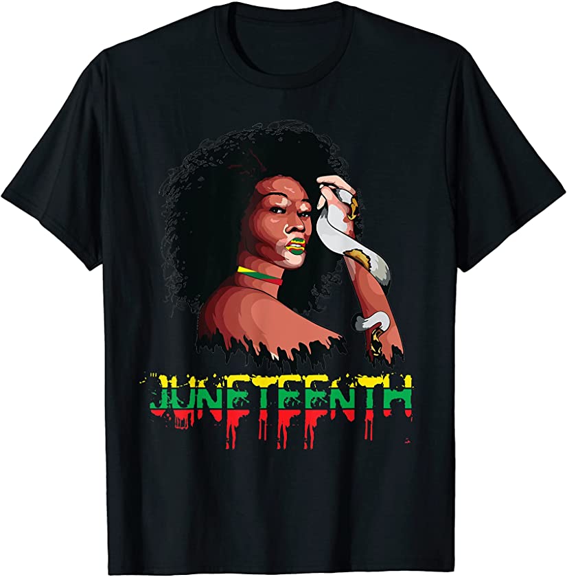 Queen Of Juneteenth Black Women Magic Melanin Flag 1865 T-Shirt