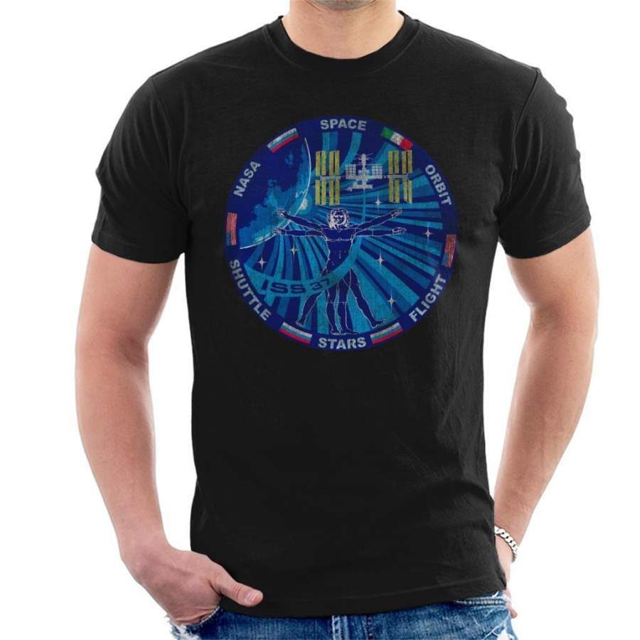 NASA ISS Expedition 37 Mission Badge Distressed Men’s T-Shirt