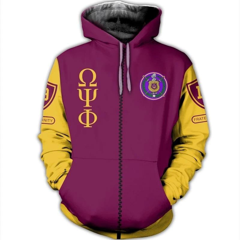 Fraternity Hoodie – Royal Bull Dog Omega Psi Phi Zip Hoodie