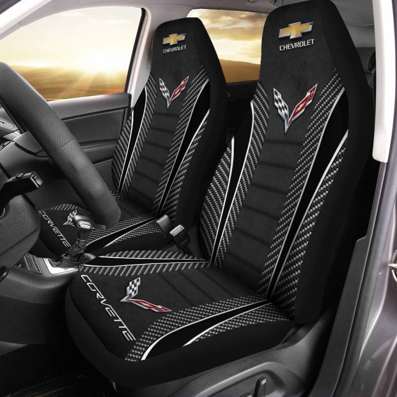 Chevrolet Corvette- NCT Car Seat Cover (Set of 2) Ver1 (Black)